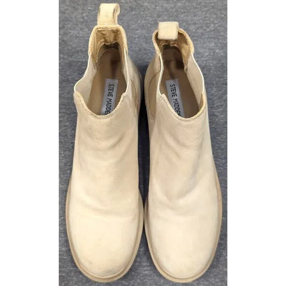 STEVE MADDEN Womens Chelsea Boots - Tan, Hadlee, Suede, Lug Sole, Size 10