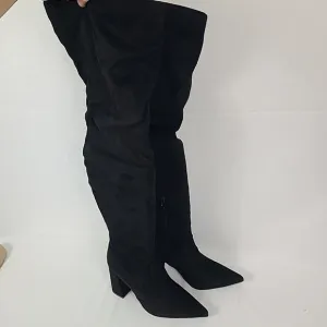 Steve Madden Women's Irina Over The Knee Boots Black Microfiber Stretch Zip Sz 6