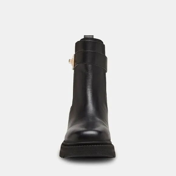 Steve Madden Gates Chelsea Women's Size 6 Black Leather Block Heel Boots ZPO1681
