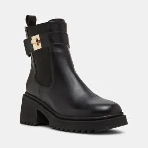 Steve Madden Gates Chelsea Women's Size 6 Black Leather Block Heel Boots ZPO1681