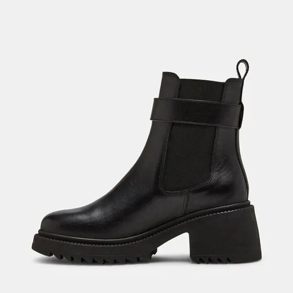 Steve Madden Gates Chelsea Women's Size 6 Black Leather Block Heel Boots ZPO1681