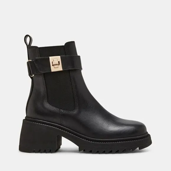 Steve Madden Gates Chelsea Women's Size 6 Black Leather Block Heel Boots ZPO1681