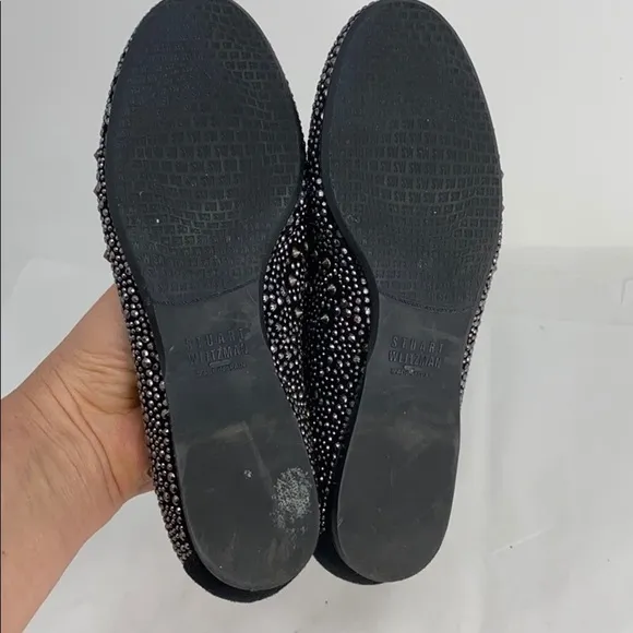 Stuart Weitzman 6.5 Nubeads Haze Black Suede Flats