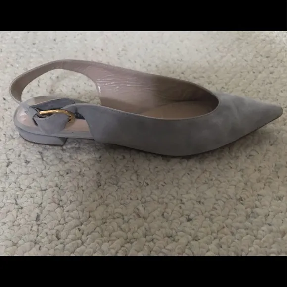 Stuart Weitzman Adela Blue Grey Suede Flats