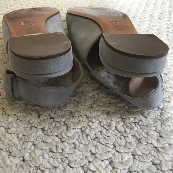 Stuart Weitzman Adela Blue Grey Suede Flats