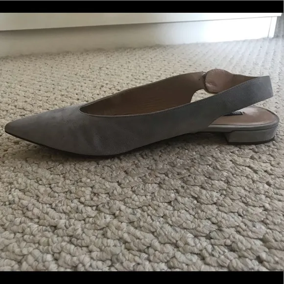 Stuart Weitzman Adela Blue Grey Suede Flats