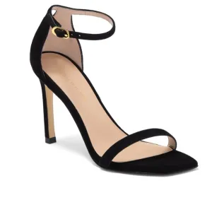 STUART WEITZMAN AMELINA SUEDE SANDAL BLACK NUDIST size 11 85mm $450