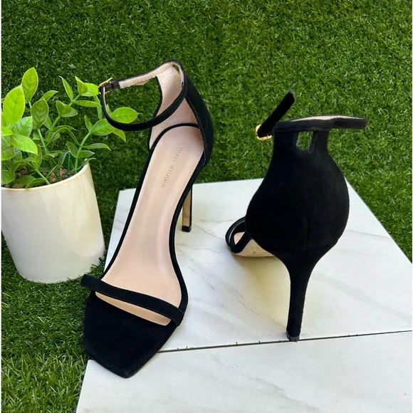 STUART WEITZMAN AMELINA SUEDE SANDAL BLACK NUDIST size 11 85mm $450