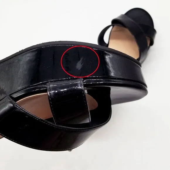Stuart Weitzman Avenue 65 Flatform Wedge Slide Sandal Black Patent Leather $395