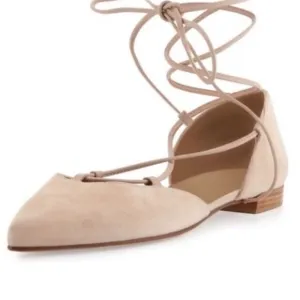 Stuart Weitzman Beige Suede d'Orsay flats