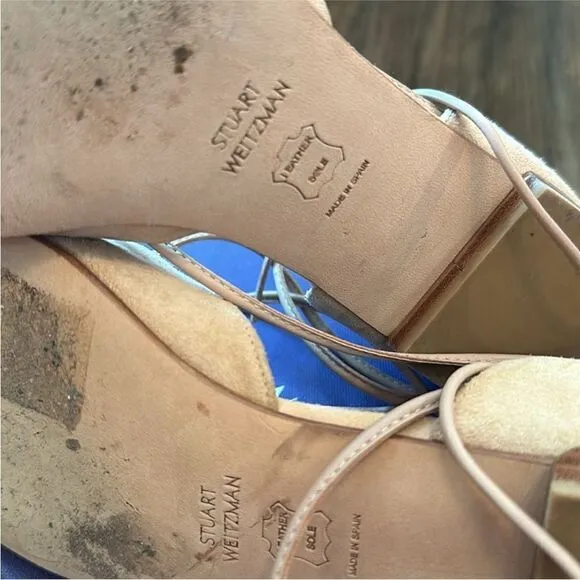 Stuart Weitzman Beige Suede d'Orsay flats
