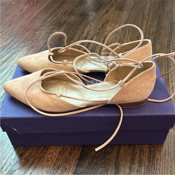 Stuart Weitzman Beige Suede d'Orsay flats