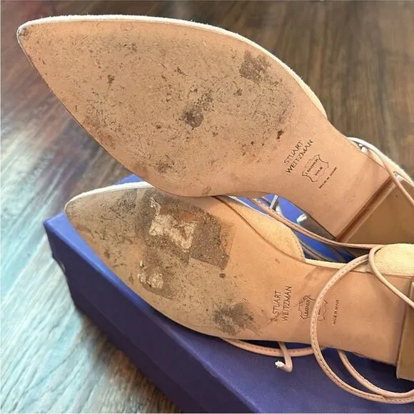 Stuart Weitzman Beige Suede d'Orsay flats