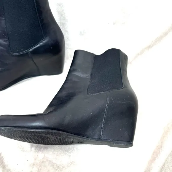 Stuart Weitzman Black Chelsea Ankle Boots with Wedge Heel