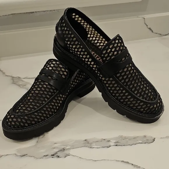 Stuart Weitzman Black Mesh Loafers