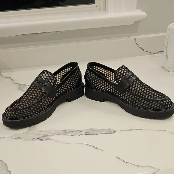 Stuart Weitzman Black Mesh Loafers