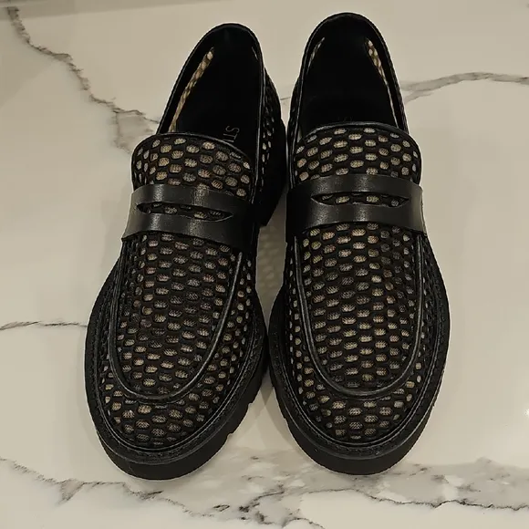 Stuart Weitzman Black Mesh Loafers