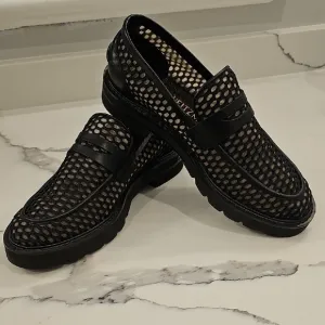 Stuart Weitzman Black Mesh Loafers