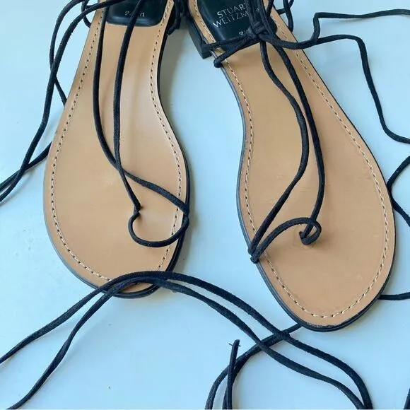 Stuart Weitzman black suede Nieta sandals 9.5