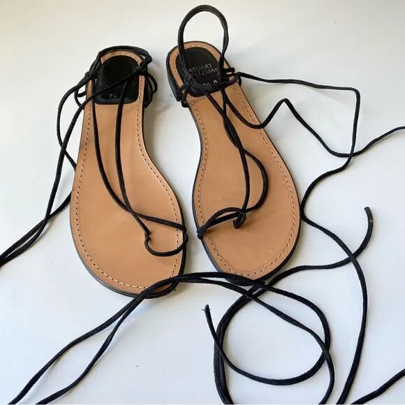 Stuart Weitzman black suede Nieta sandals 9.5
