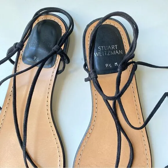 Stuart Weitzman black suede Nieta sandals 9.5