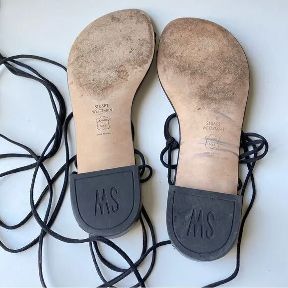 Stuart Weitzman black suede Nieta sandals 9.5