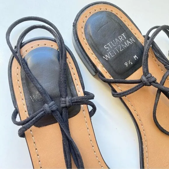 Stuart Weitzman black suede Nieta sandals 9.5