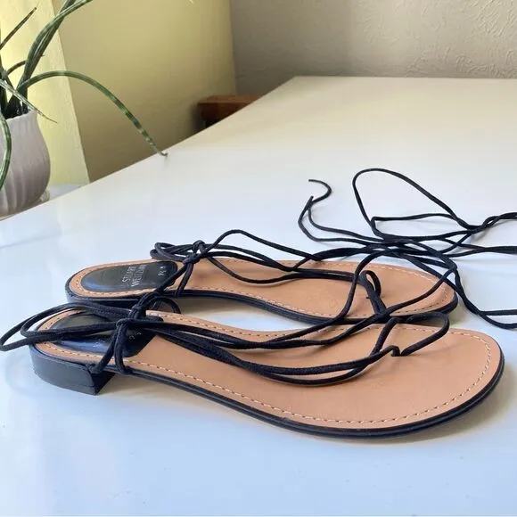 Stuart Weitzman black suede Nieta sandals 9.5