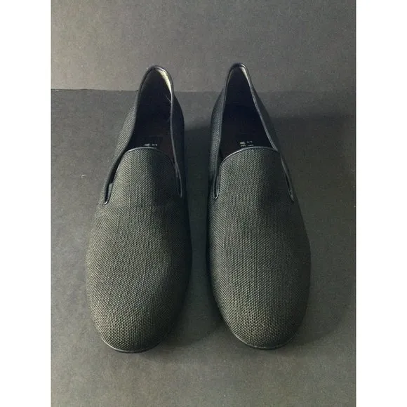 Stuart Weitzman Black Textured Slip-On Loafers Dress Shoes Size 10 AA Spain