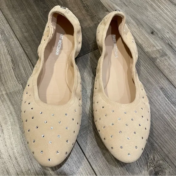 Stuart Weitzman Bling Ballet Flats Suede 8M