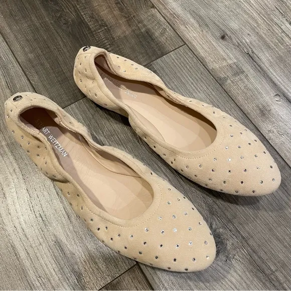 Stuart Weitzman Bling Ballet Flats Suede 8M