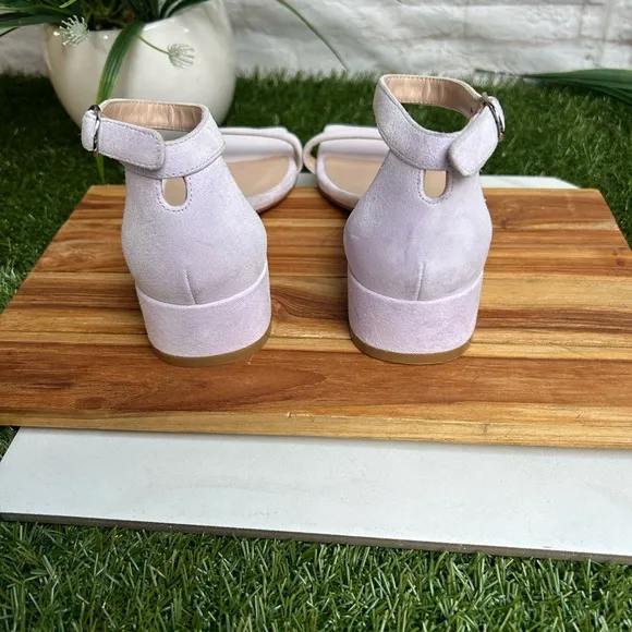 STUART WEITZMAN block heel ankle strapSuede Sandals Suede Leather Lavender Sz 6