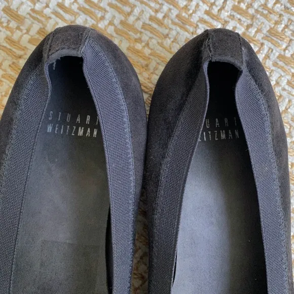 Stuart Weitzman Cabot Suede Studded Cup Bow Flats - 6-1/2