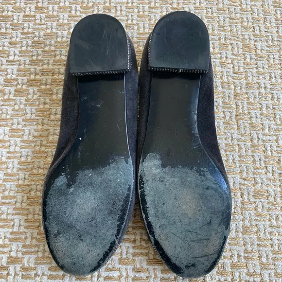 Stuart Weitzman Cabot Suede Studded Cup Bow Flats - 6-1/2