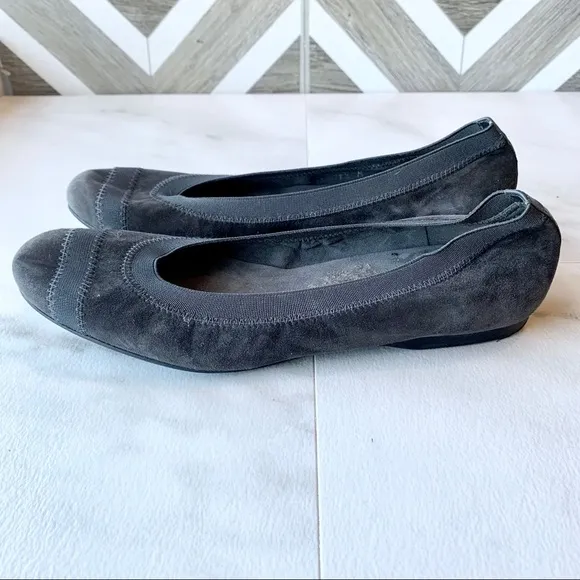 Stuart weitzman charcoal black ballet suede flats