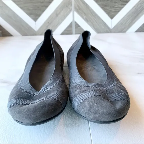Stuart weitzman charcoal black ballet suede flats