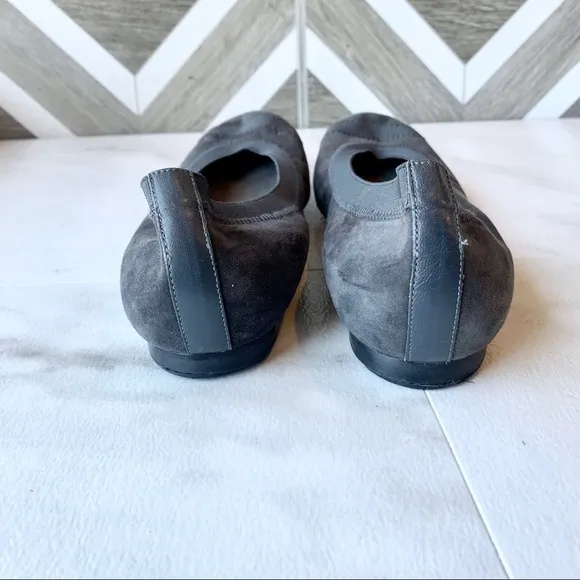 Stuart weitzman charcoal black ballet suede flats
