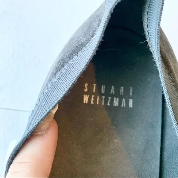 Stuart weitzman charcoal black ballet suede flats
