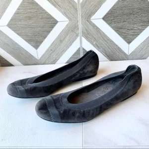 Stuart weitzman charcoal black ballet suede flats