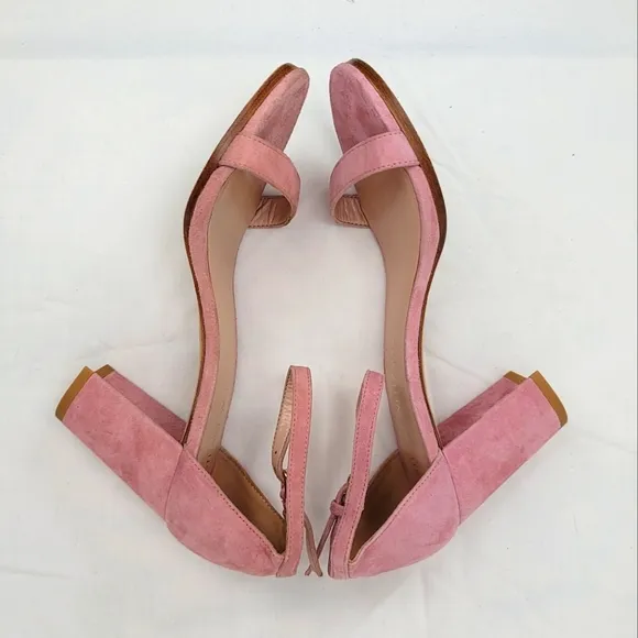 Stuart Weitzman Dusty Pink Suede Block Heels Sandals 7