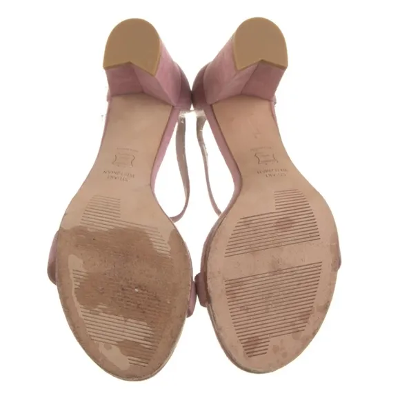 Stuart Weitzman Dusty Pink Suede Block Heels Sandals 7