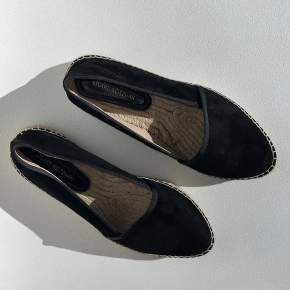 Stuart Weitzman Evon French Black Seda Suede Women's Platform Flats US 7…