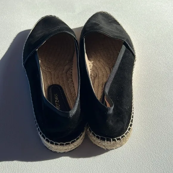 Stuart Weitzman Evon French Black Seda Suede Women's Platform Flats US 7…
