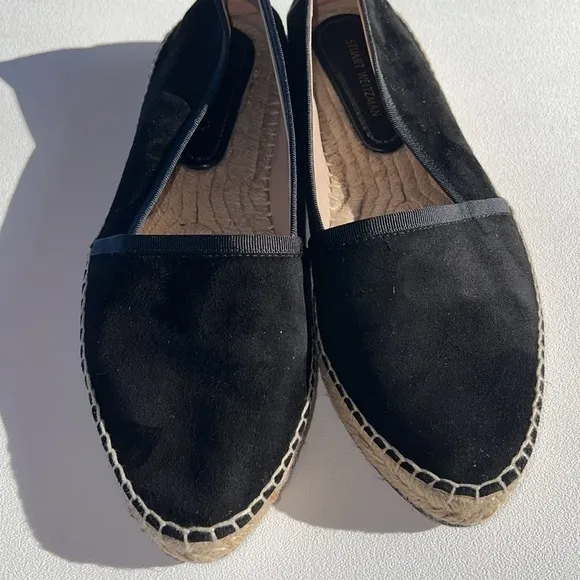 Stuart Weitzman Evon French Black Seda Suede Women's Platform Flats US 7…