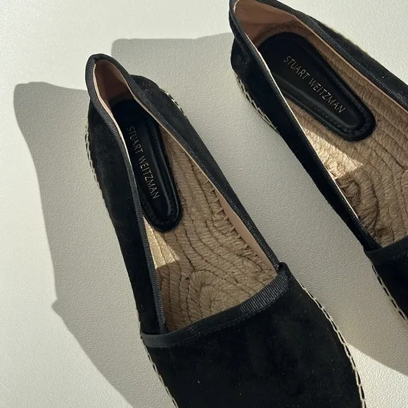 Stuart Weitzman Evon French Black Seda Suede Women's Platform Flats US 7…