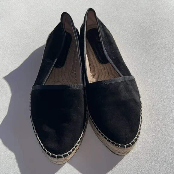 Stuart Weitzman Evon French Black Seda Suede Women's Platform Flats US 7…