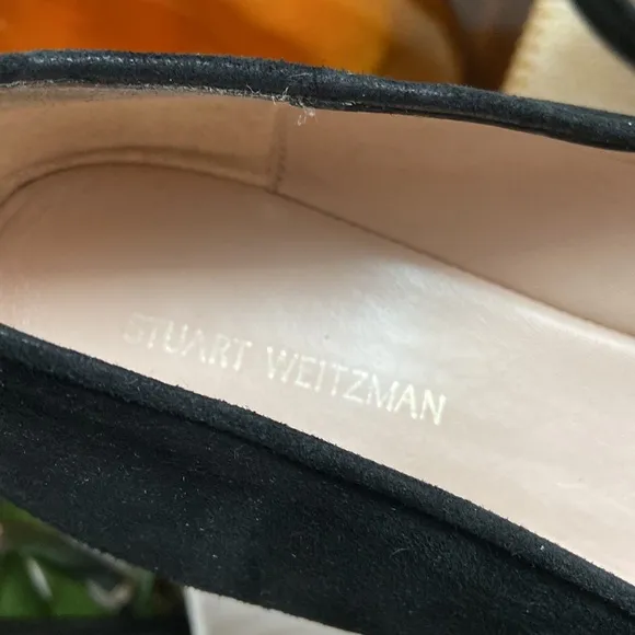 Stuart Weitzman-  Gabby Suede Bow Ballet Black Flats