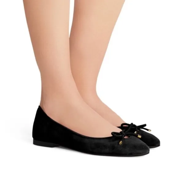 Stuart Weitzman Gabby Suede Bow Flats