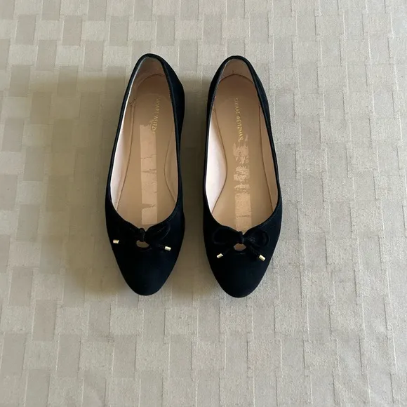 Stuart Weitzman Gabby Suede Bow Flats
