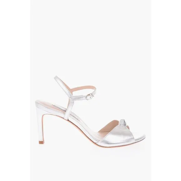 Stuart Weitzman Gloria 80 Silver Leather Sandals Heels Womens 6